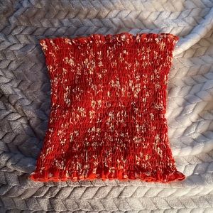 Red floral tube top